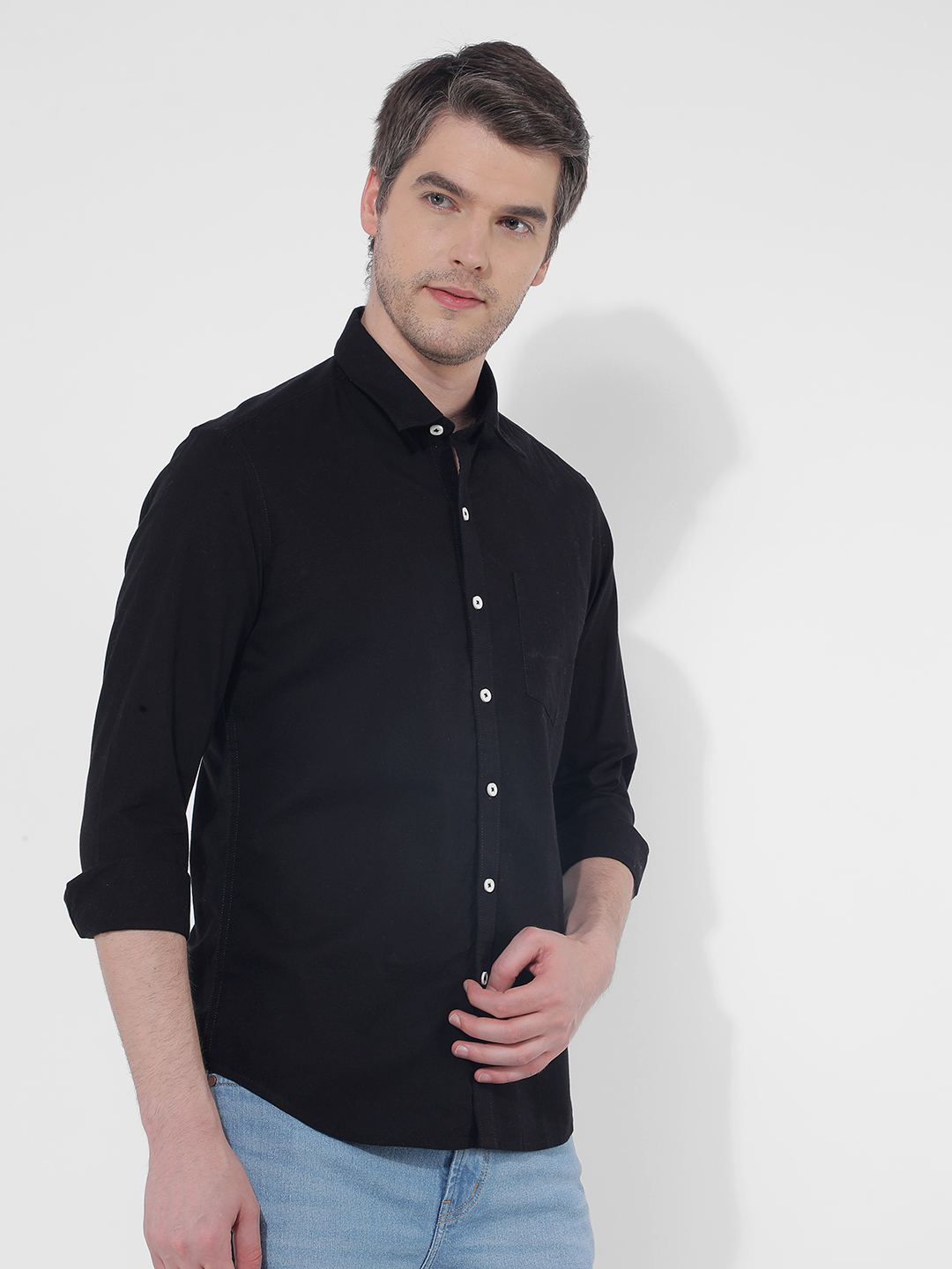 Numero Uno Men Solid Black Shirt